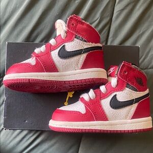 Jordan Kids Red, White and Black High-Top Sneakers